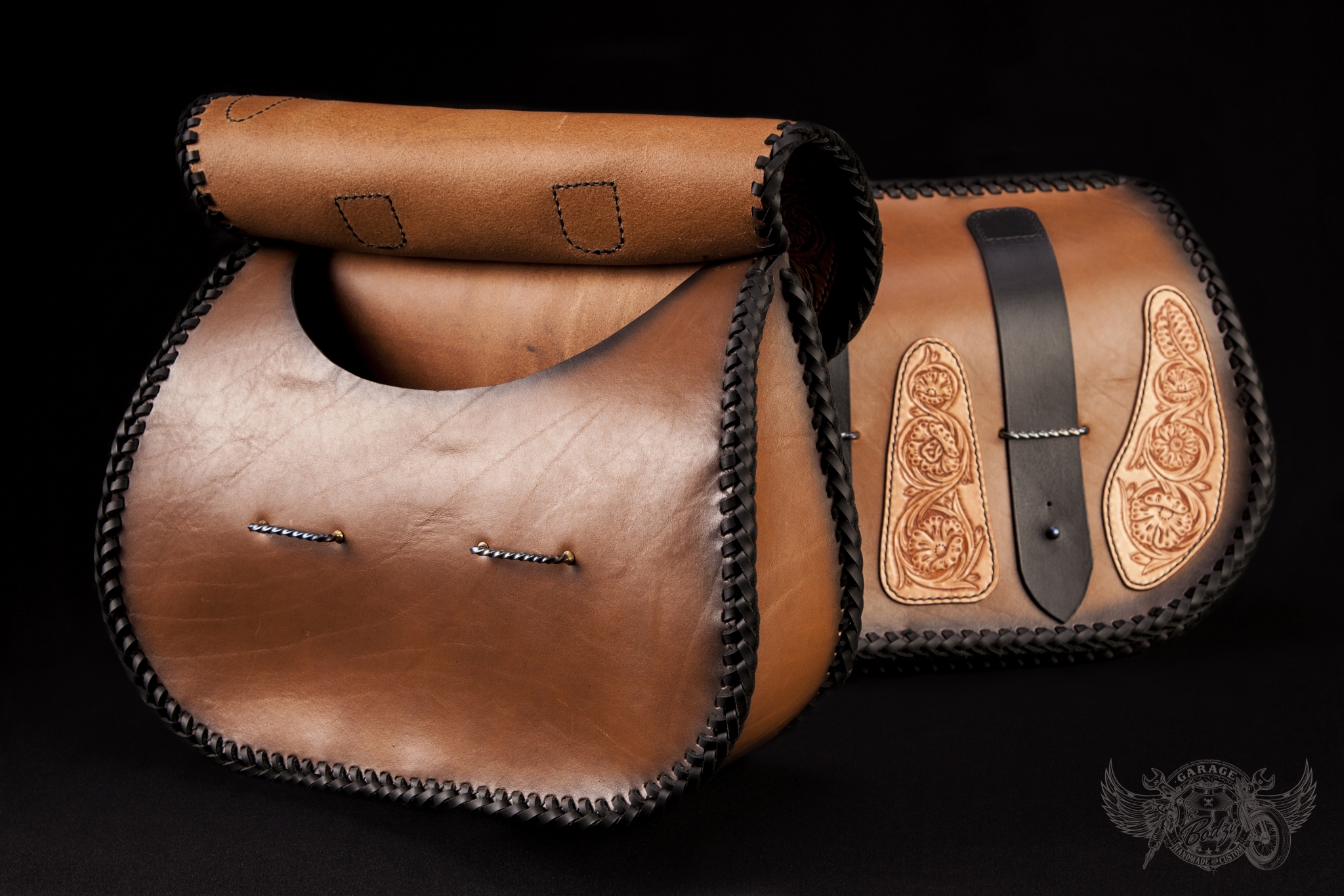 Carved Leather Saddlebags For Motorcycle - ByBodzi