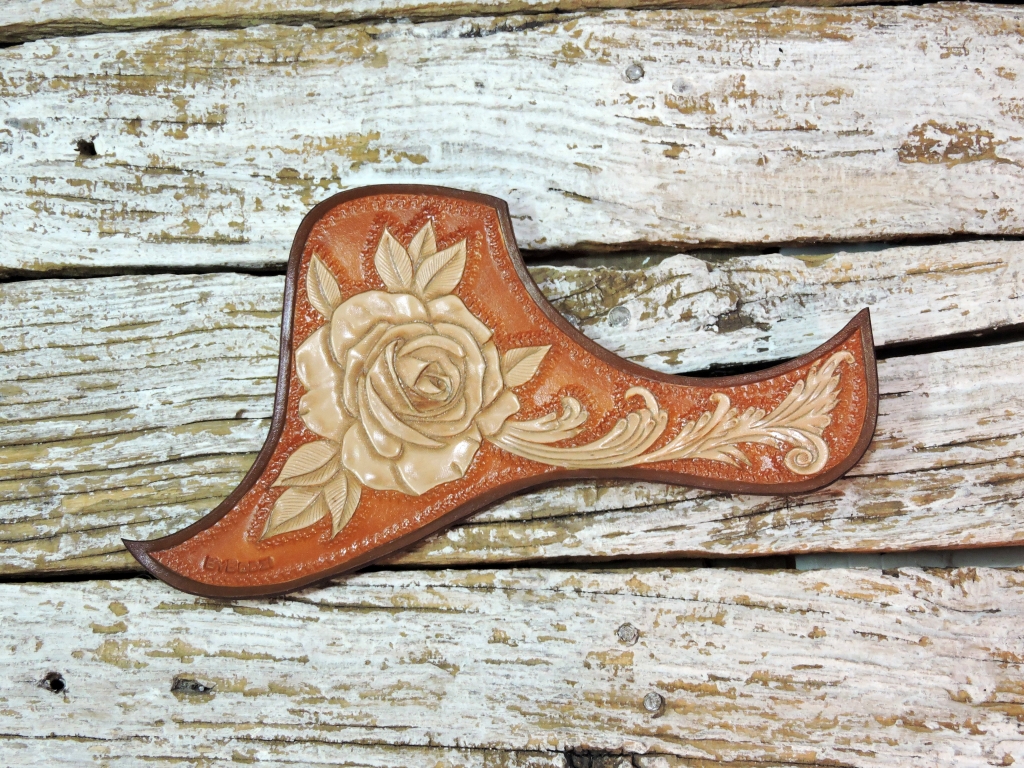 Carved Leather Pickguard for Taylor Acoustic Guitar ByBodzi