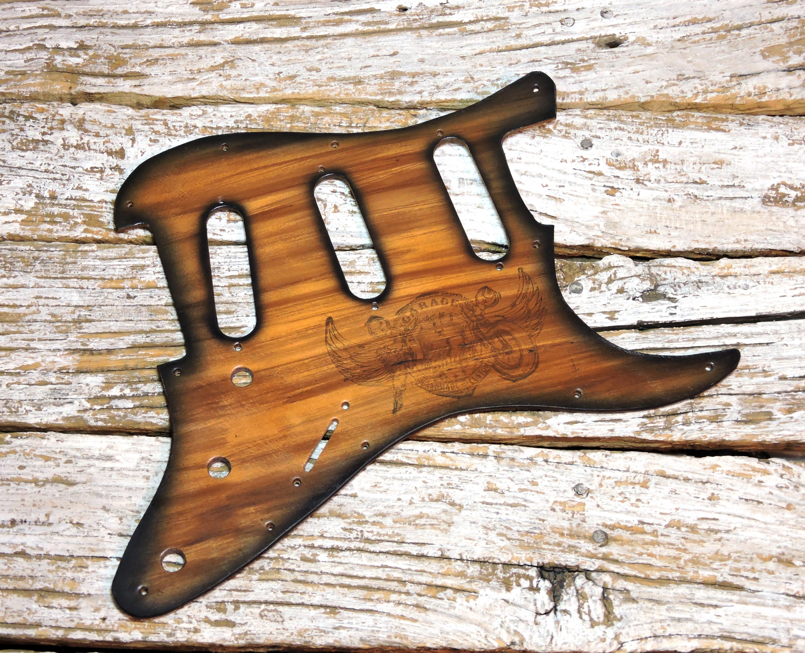 Leather Stratocaster Pickguard / Engraved Pickguard - ByBodzi