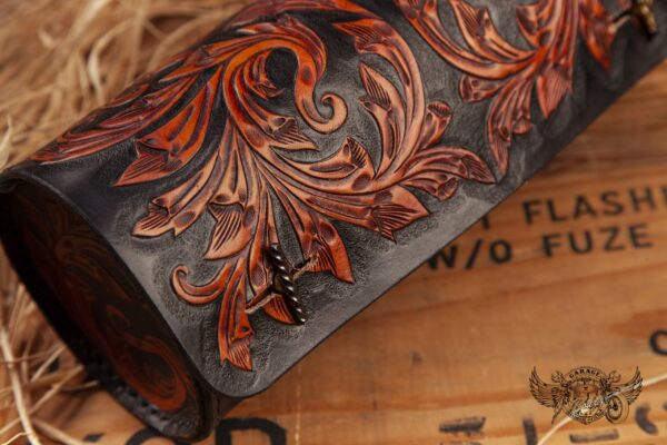 carved leather tool bag