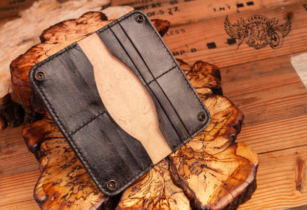 carved leather biker wallet