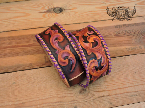 carved leather guitar strap