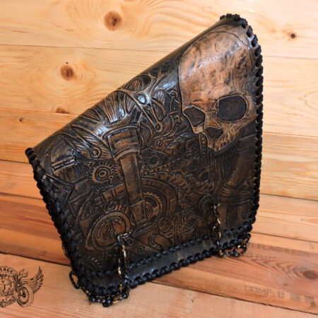 carved leather motorcycle swingarm bag