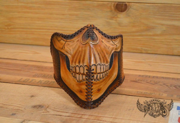 carved leather motorcycle half mask