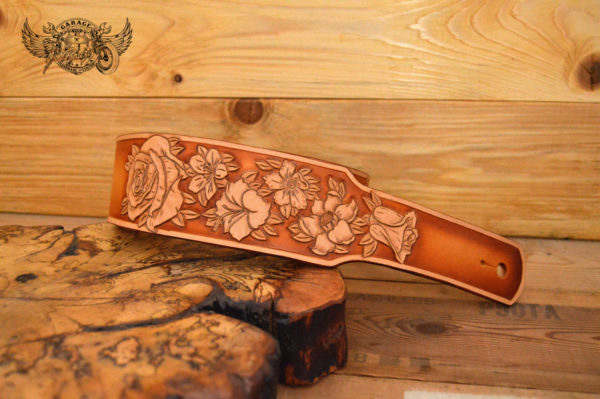 carved leather guitar strap