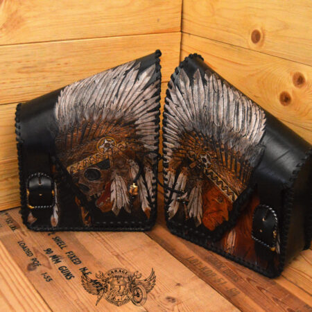 carved leather motorcycle saddlebags