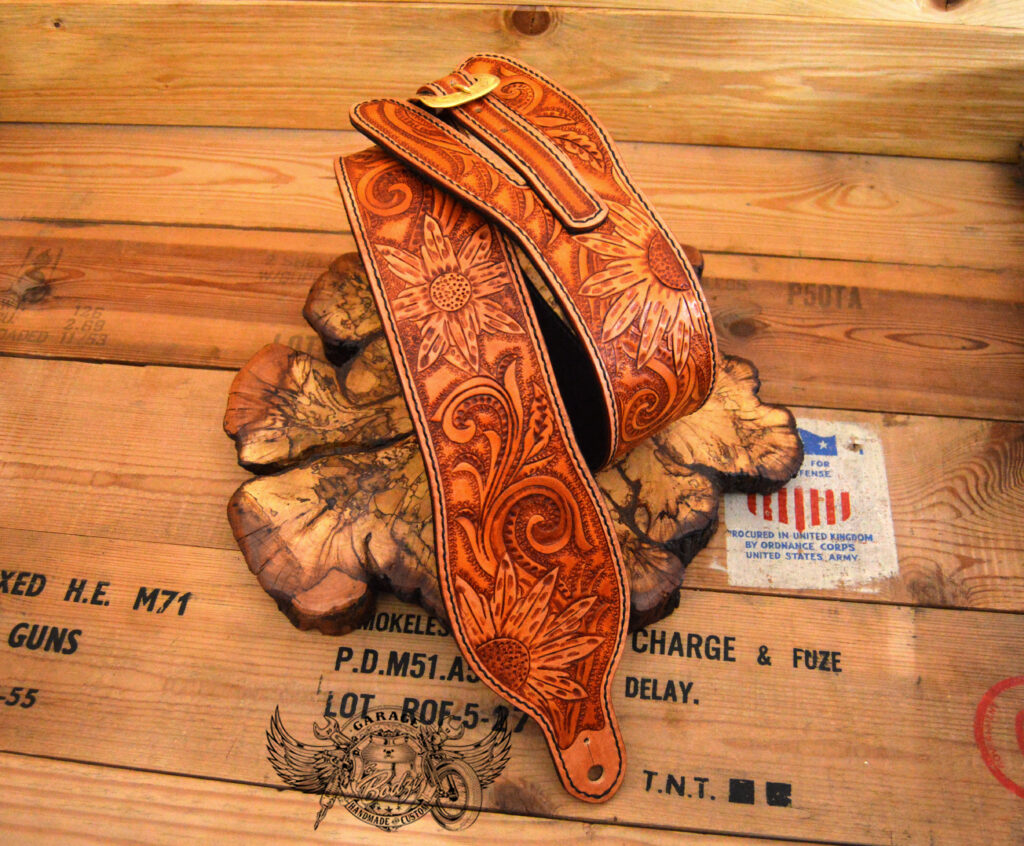 Carved Leather Guitar Strap Guitars - ByBodzi