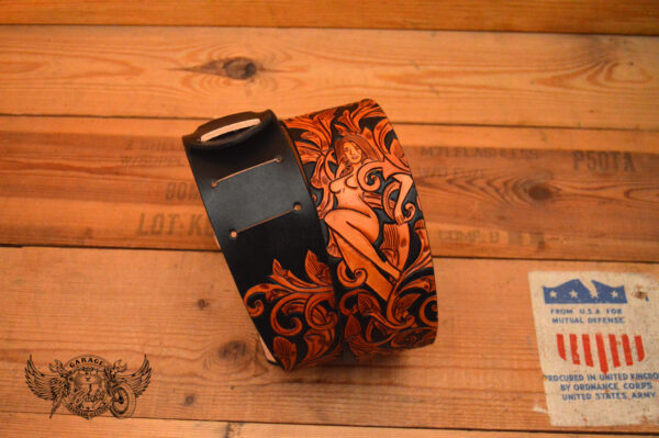 carved leather guitar strap