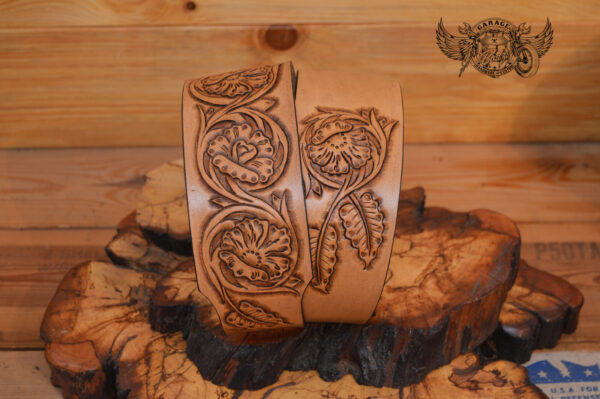 carved leather guitar strap